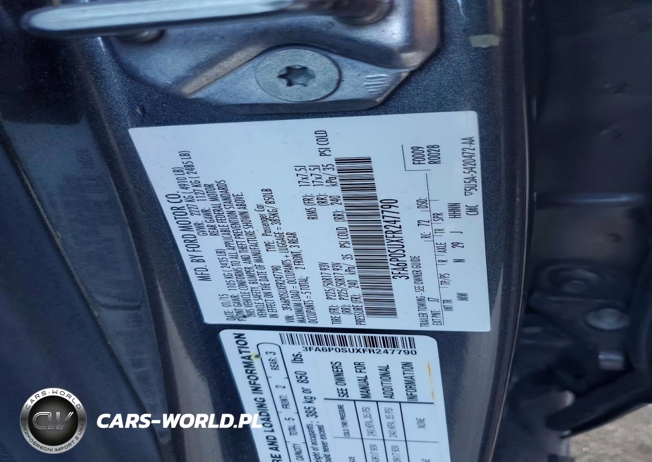2015 Ford Fusion Titanium Phev VIN:3FA6P0SUXFR247790 - 12