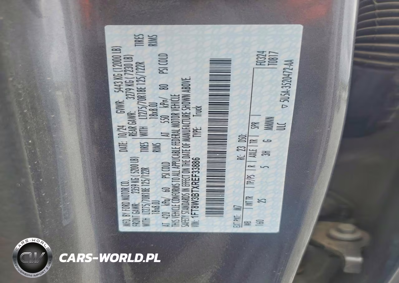 2024 Ford F350 Super Duty VIN:1FT8W3BTXREF33886 - 12