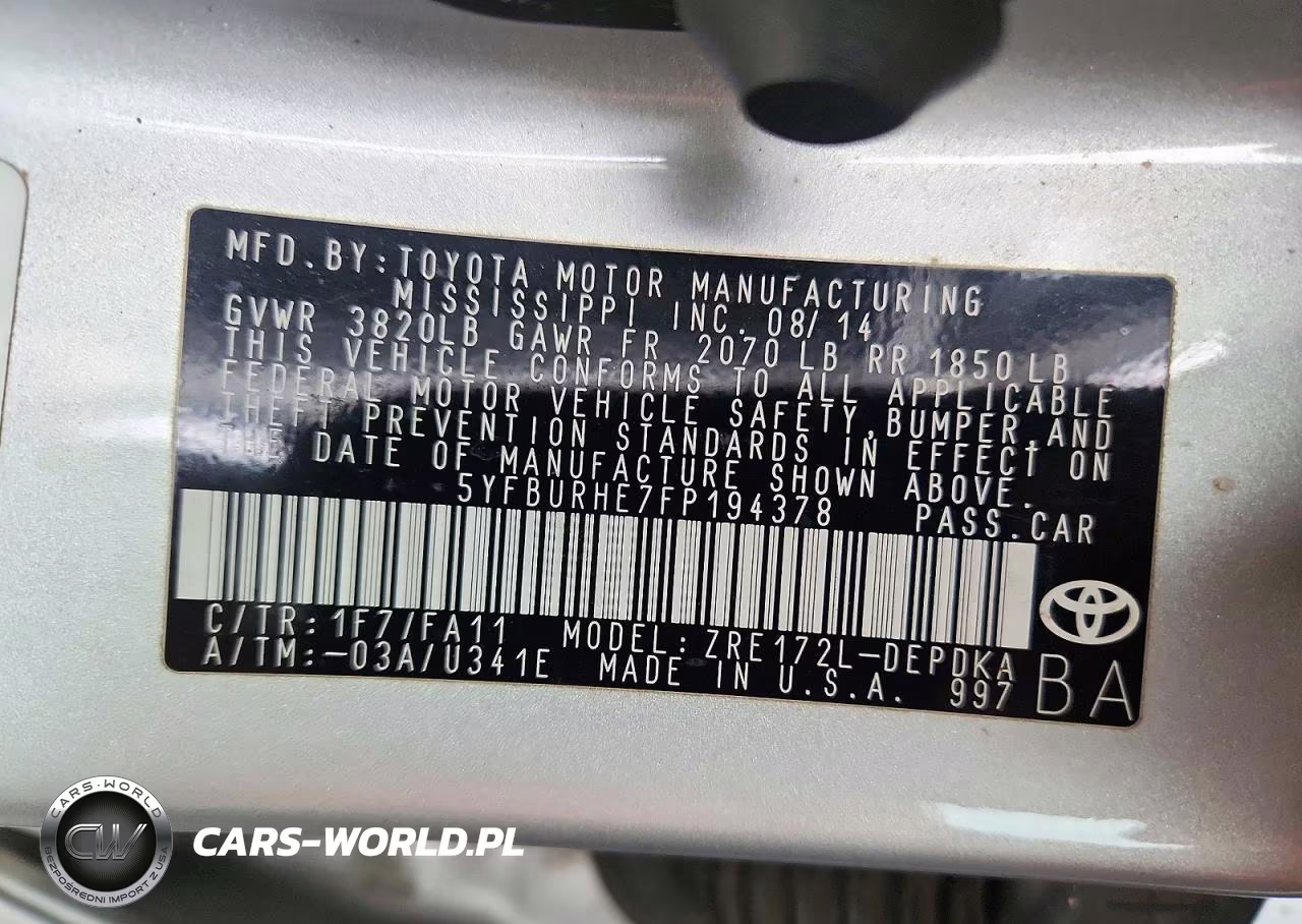 2015 Toyota Corolla L VIN:5YFBURHE7FP194378 - 12