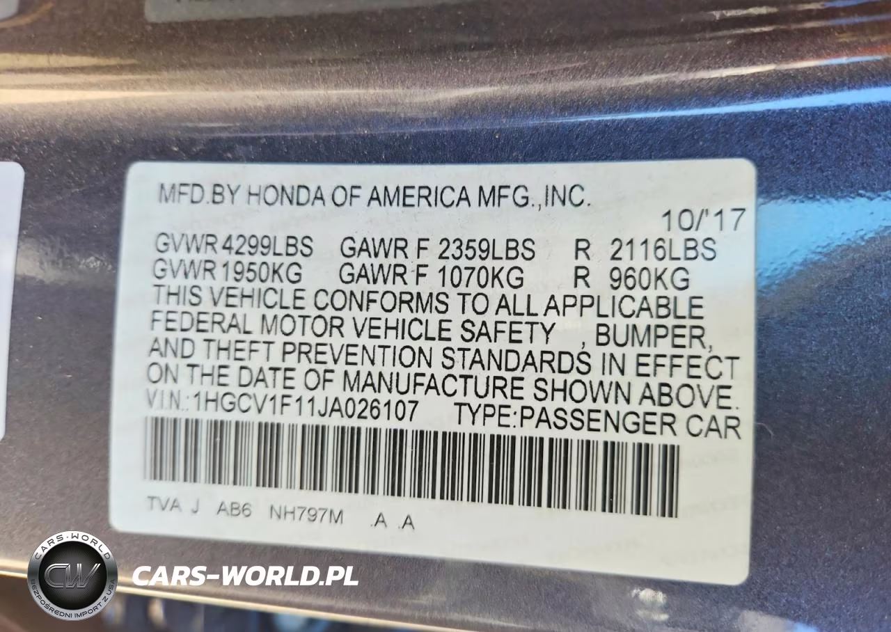 2018 Honda Accord Lx VIN:1HGCV1F11JA026107 - 13