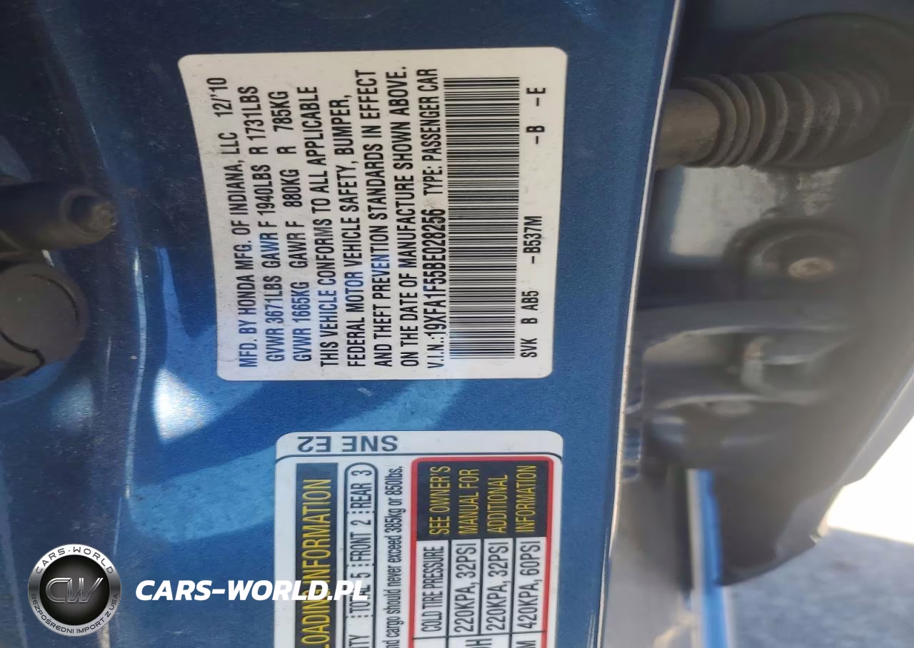 2011 Honda Civic Lx VIN:19XFA1F55BE028256 - 12