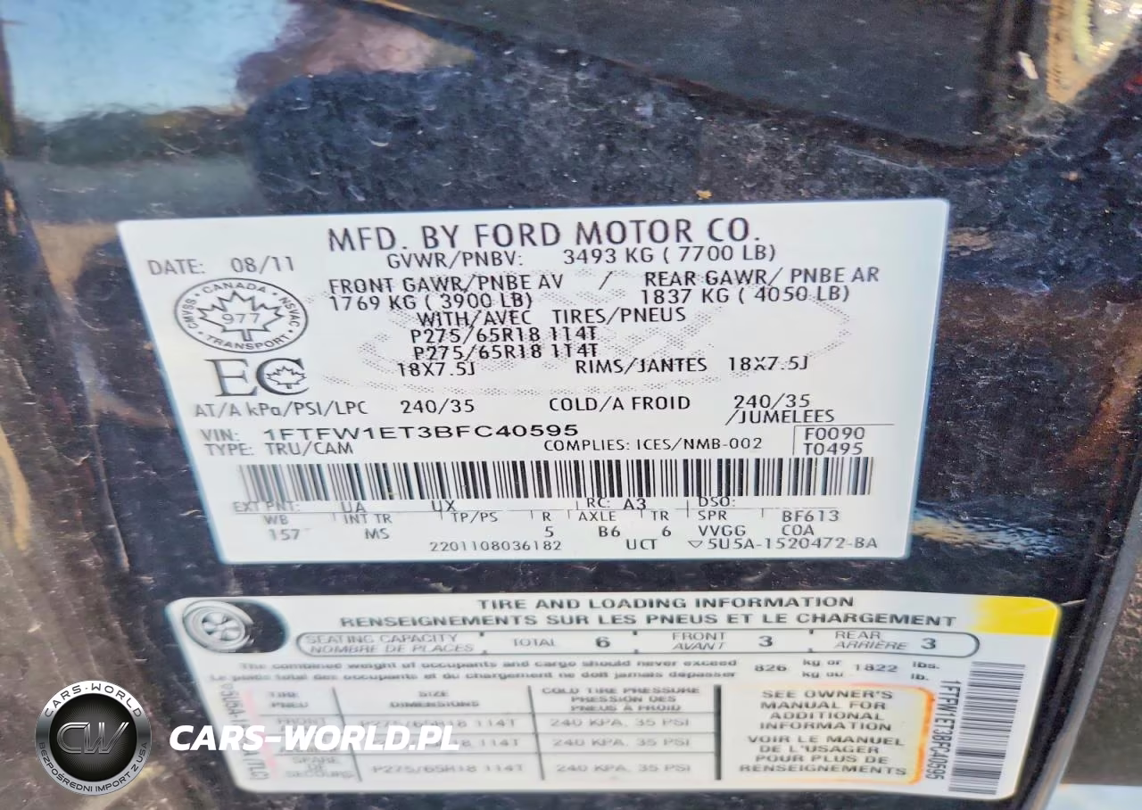2011 Ford F150 Supercrew VIN:1FTFW1ET3BFC40595 - 12