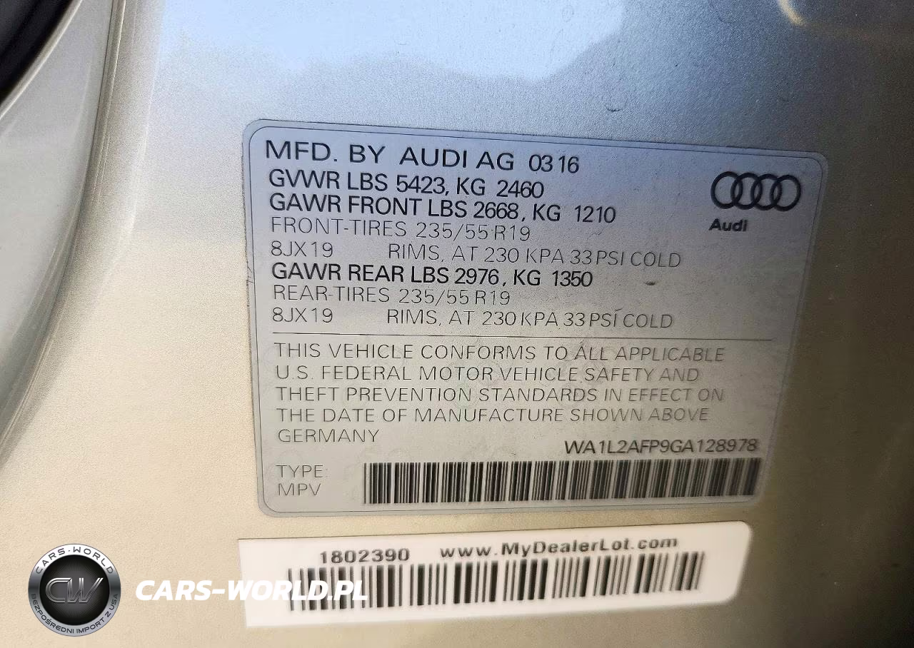 2016 Audi Q5 Premium Plus VIN:WA1L2AFP9GA128978 - 13