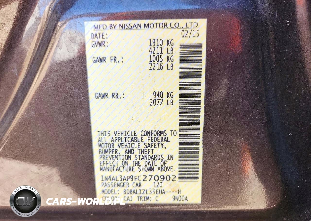2015 Nissan Altima 2.5 Sv VIN:1N4AL3AP9FC270902 - 12