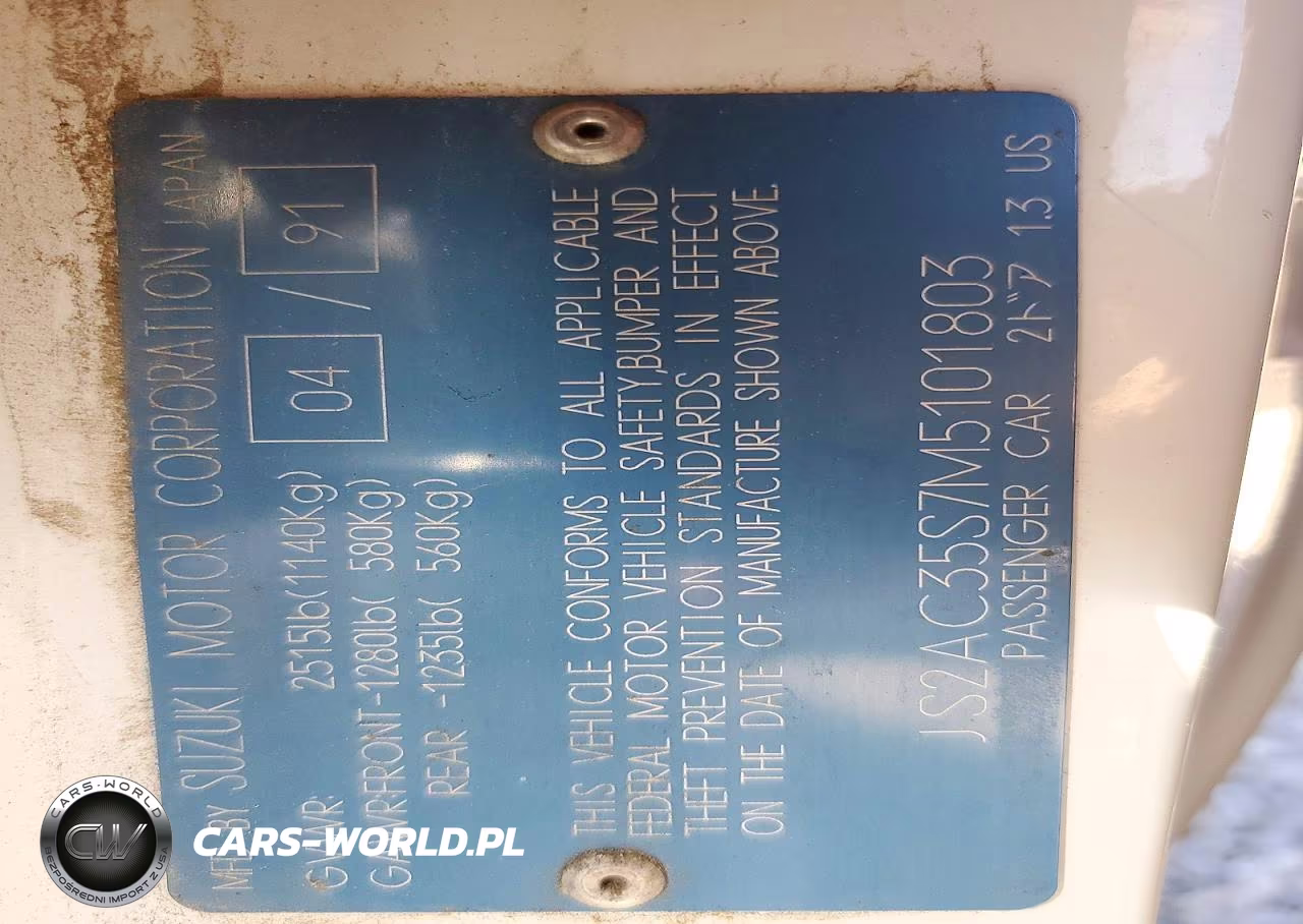 1991 Suzuki Swift Ga VIN:JS2AC35S7M5101803 - 12