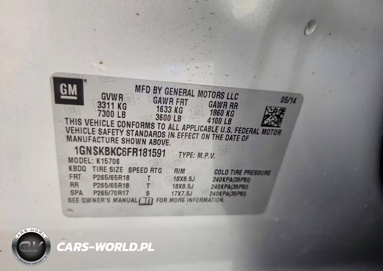 2015 Chevrolet Tahoe K1500 Lt VIN:1GNSKBKC6FR181591 - 13