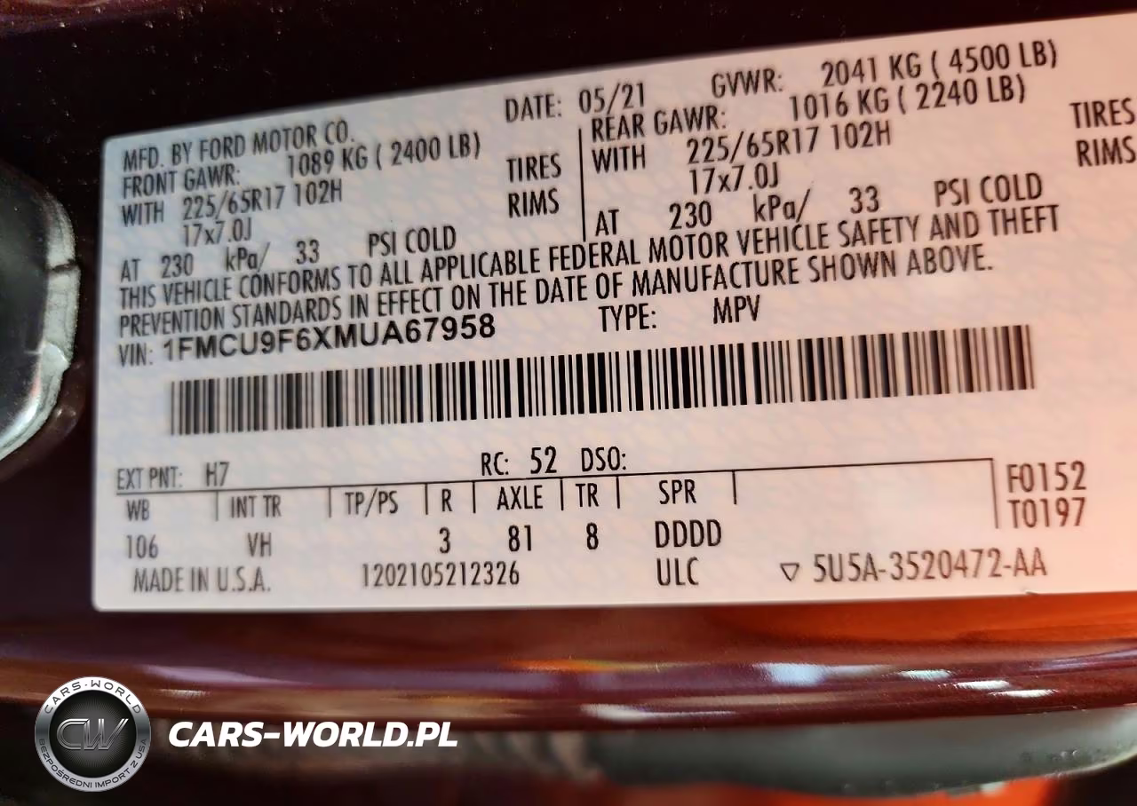 2021 Ford Escape S VIN:1FMCU9F6XMUA67958 - 13