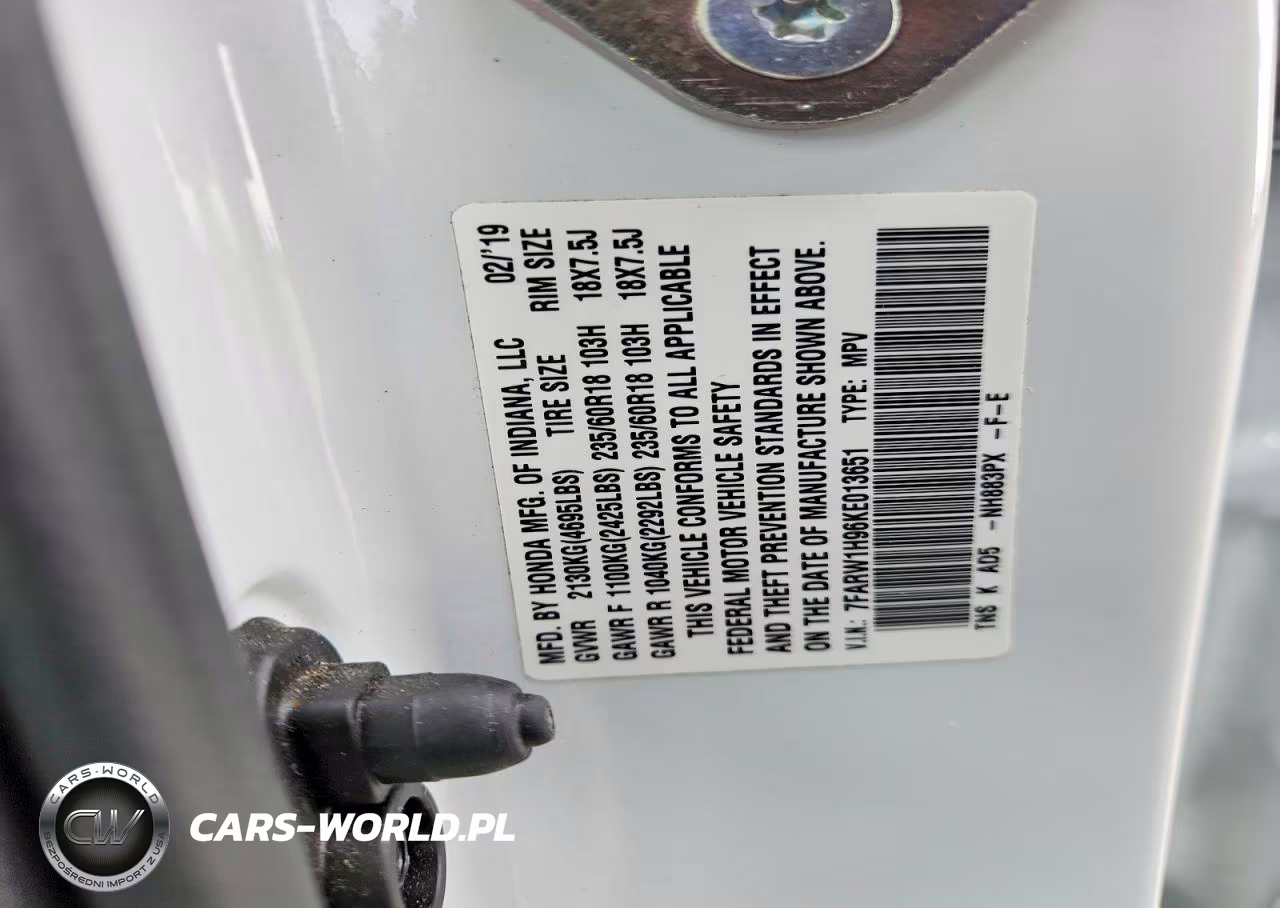 2019 Honda Cr-V Touring VIN:7FARW1H96KE013651 - 12