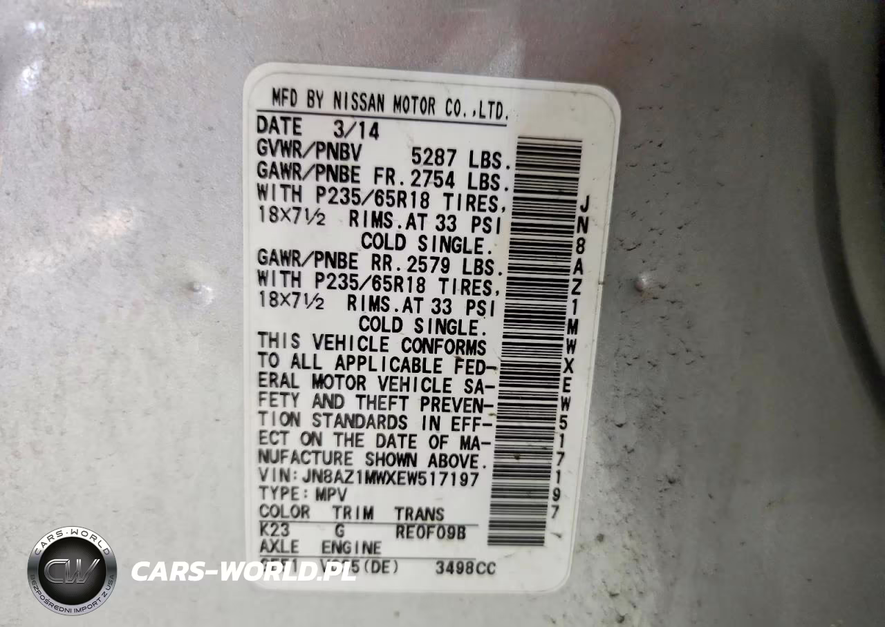 2014 Nissan Murano Sl VIN:JN8AZ1MWXEW517197 - 13