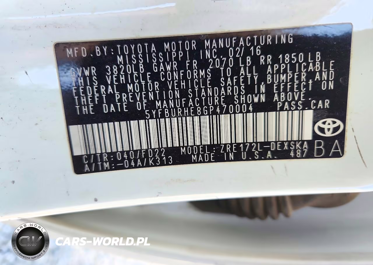 2016 Toyota Corolla S Plus VIN:5YFBURHE8GP470004 - 12