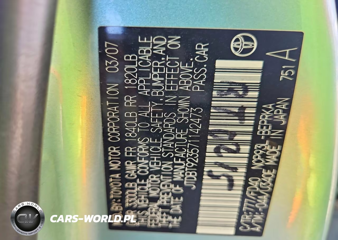 2007 Toyota Yaris Base VIN:JTDBT923571142473 - 12