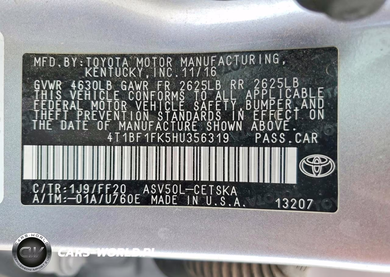 2017 Toyota Camry Se VIN:4T1BF1FK5HU356319 - 12