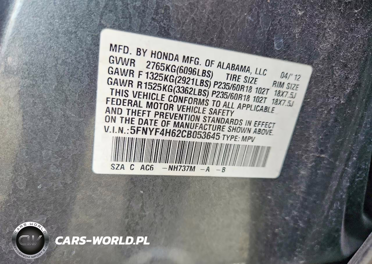 2012 Honda Pilot Exl VIN:5FNYF4H62CB053645 - 13