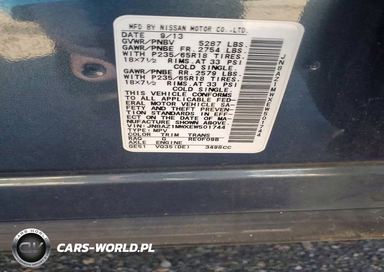 2014 Nissan Murano Sl VIN:JN8AZ1MWXEW501744 - 13