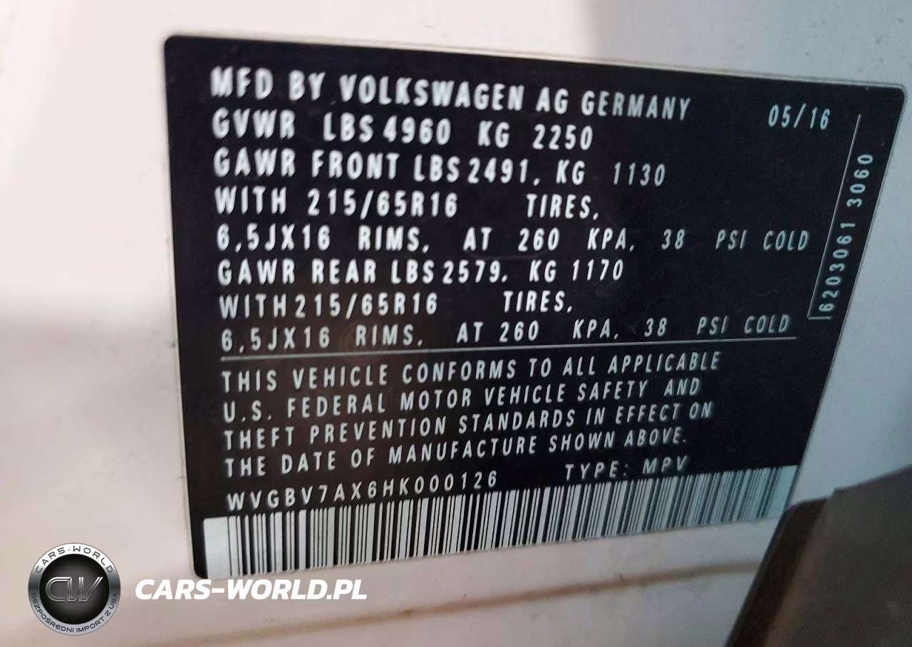 2017 Volkswagen Tiguan S VIN:WVGBV7AX6HK000126 - 13