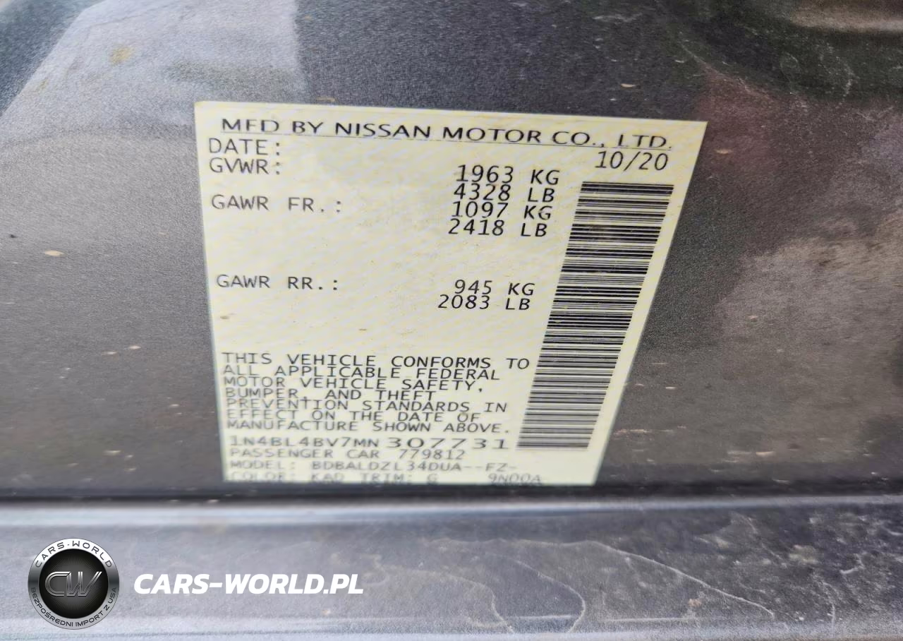 2021 Nissan Altima S VIN:1N4BL4BV7MN307731 - 12