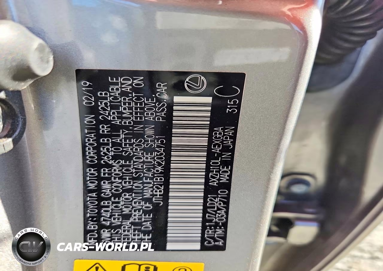 2019 Lexus Es 300H VIN:JTHB21B19K2034751 - 13