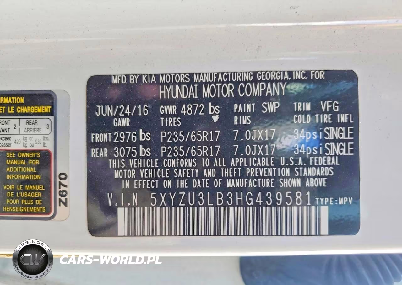 2017 Hyundai Santa Fe Sport 2.4L VIN:5XYZU3LB3HG439581 - 13