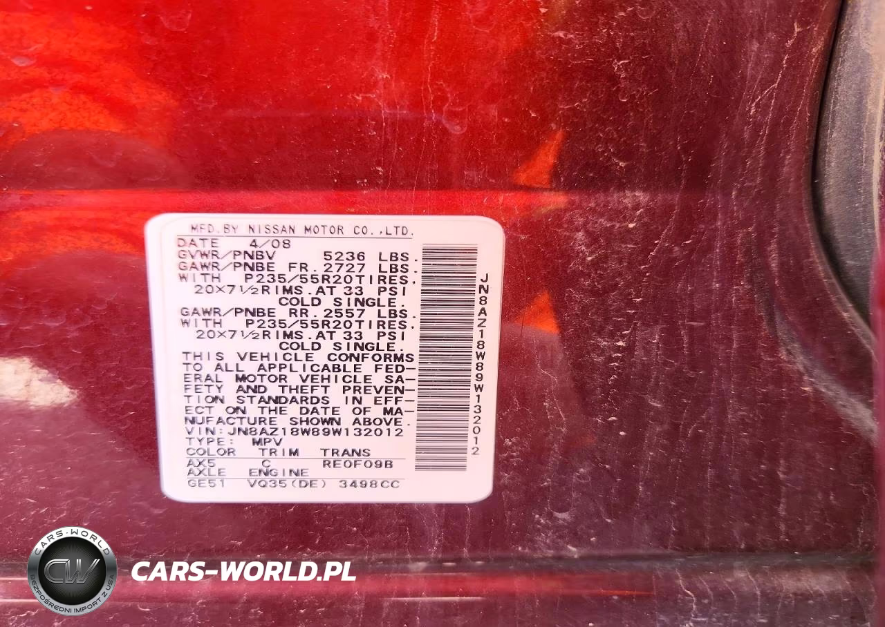2009 Nissan Murano S VIN:JN8AZ18W89W132012 - 13