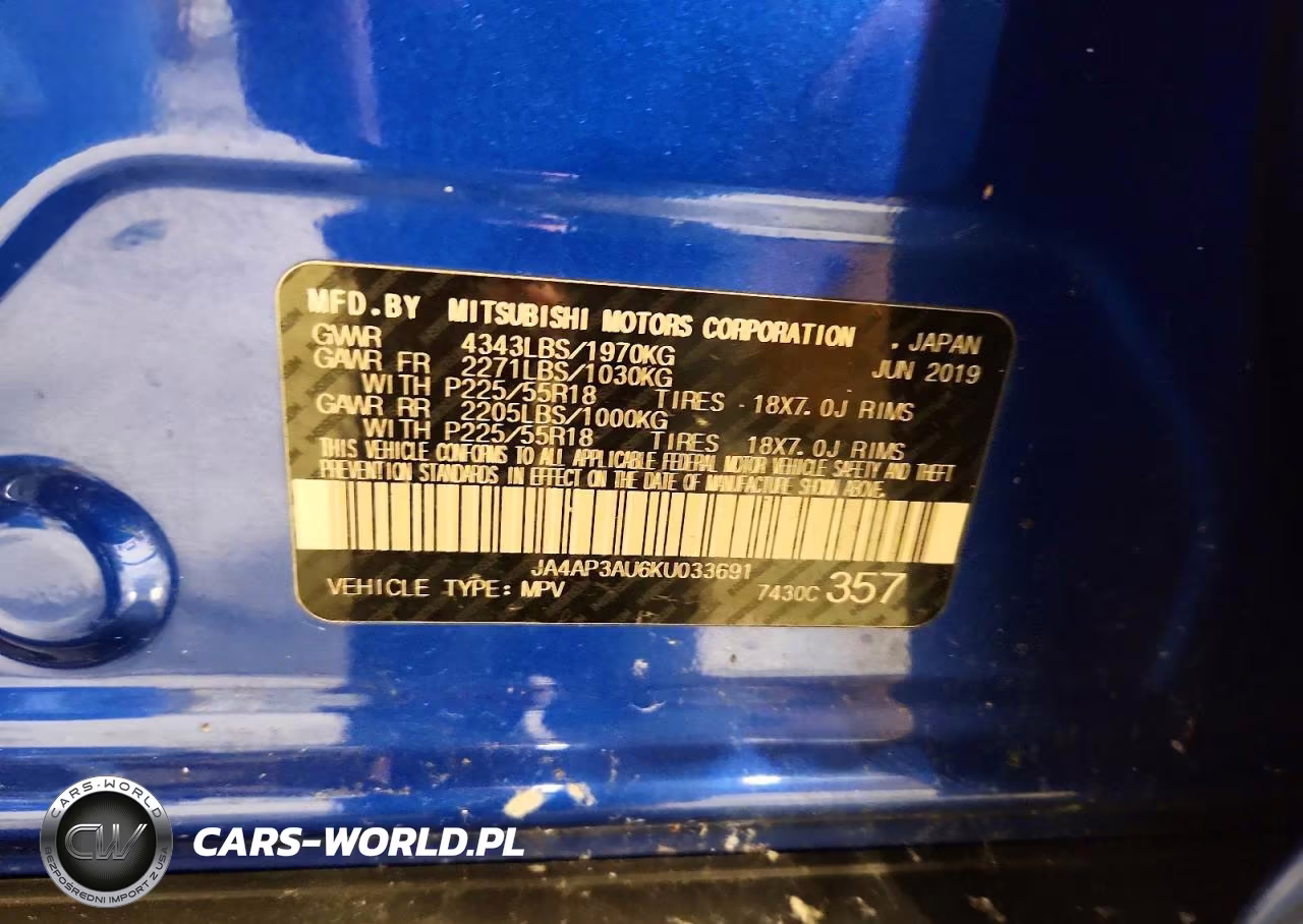 2019 Mitsubishi Outlander Sport Es VIN:JA4AP3AU6KU033691 - 12