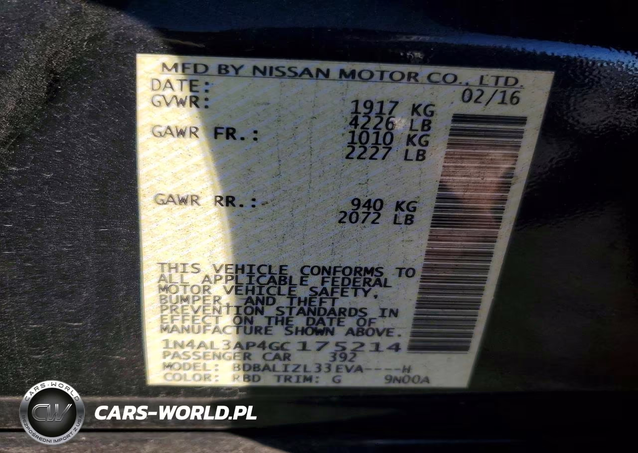 2016 Nissan Altima 2.5 Sv VIN:1N4AL3AP4GC175214 - 12