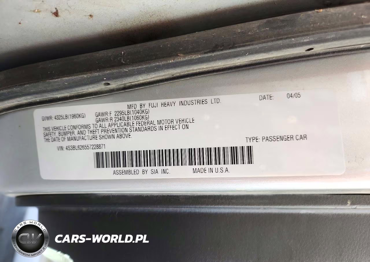 2005 Subaru Legacy 2.5I Limited VIN:4S3BL626557228871 - 12