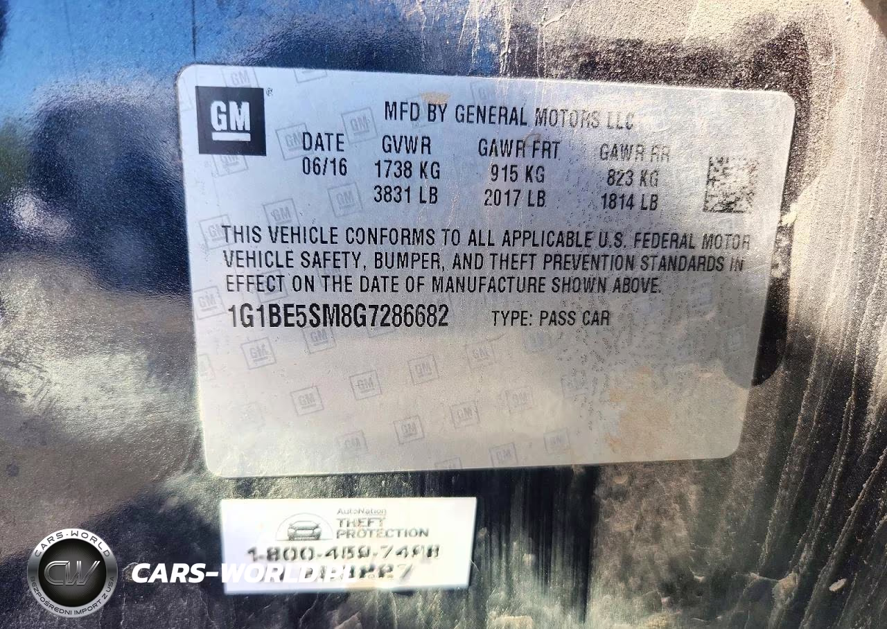 2016 Chevrolet Cruze Lt VIN:1G1BE5SM8G7286682 - 12