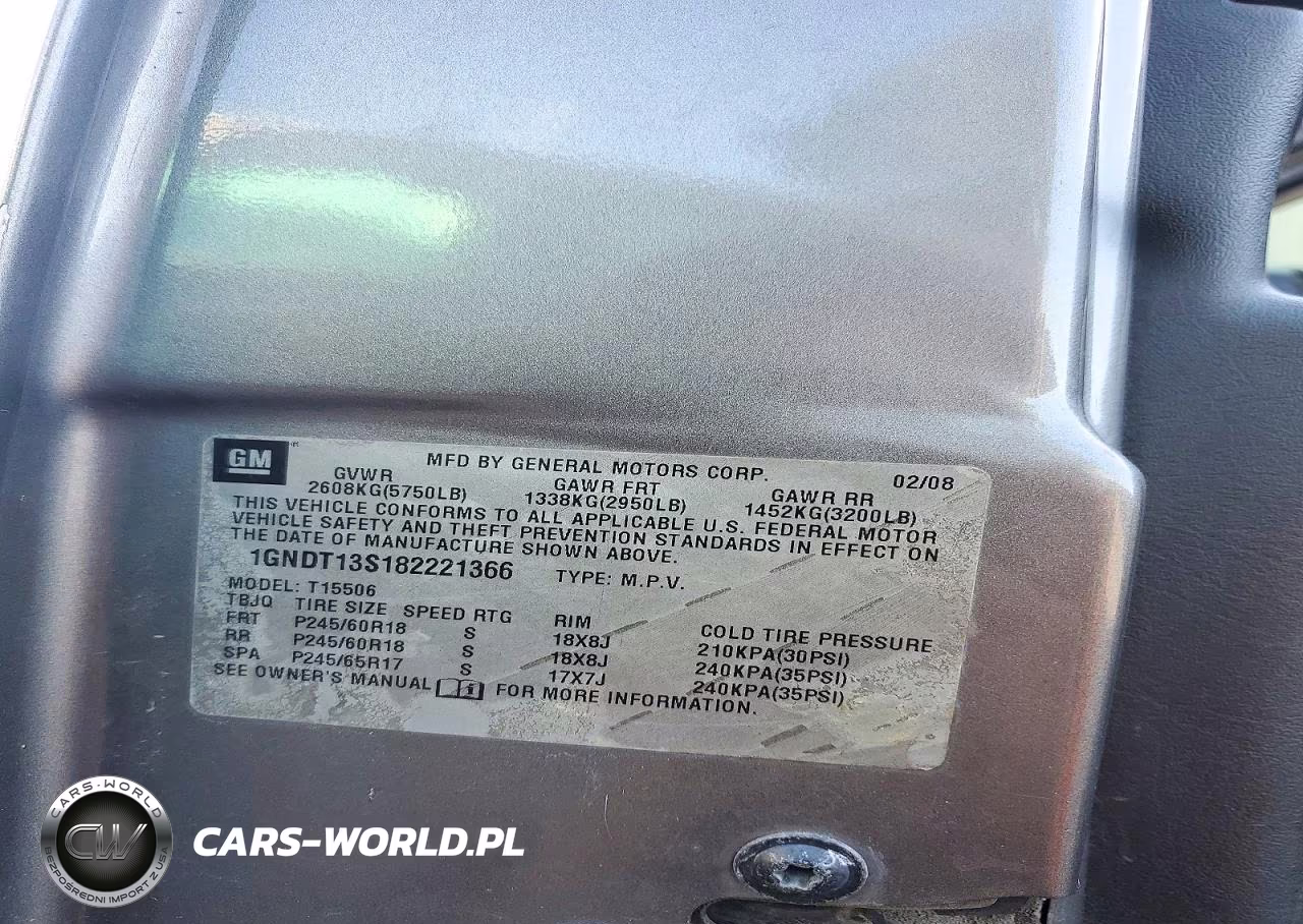 2008 Chevrolet Trailblazer VIN:1GNDT13S182221366 - 13