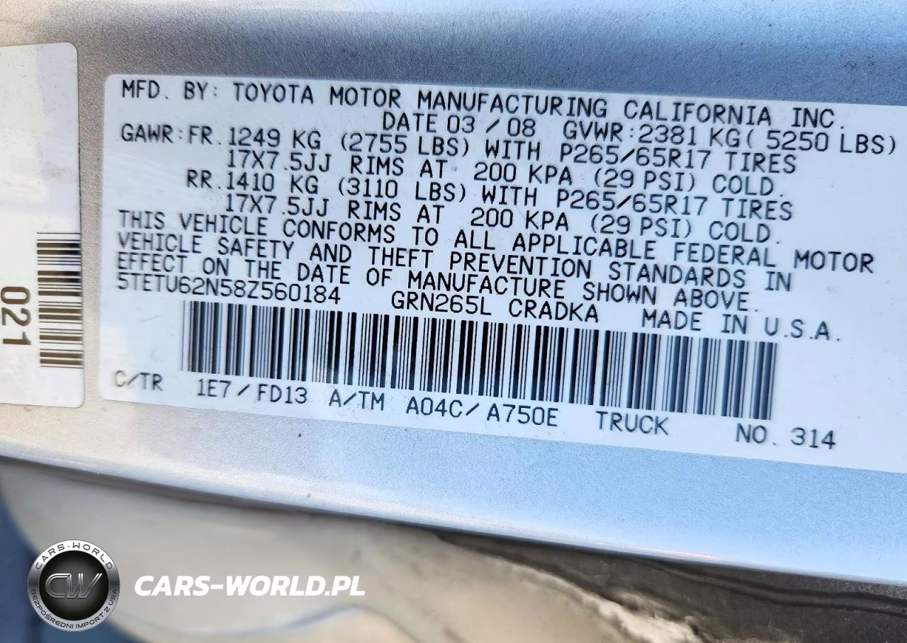 2008 Toyota Tacoma Prerunner V6 VIN:5TETU62N58Z560184 - 13