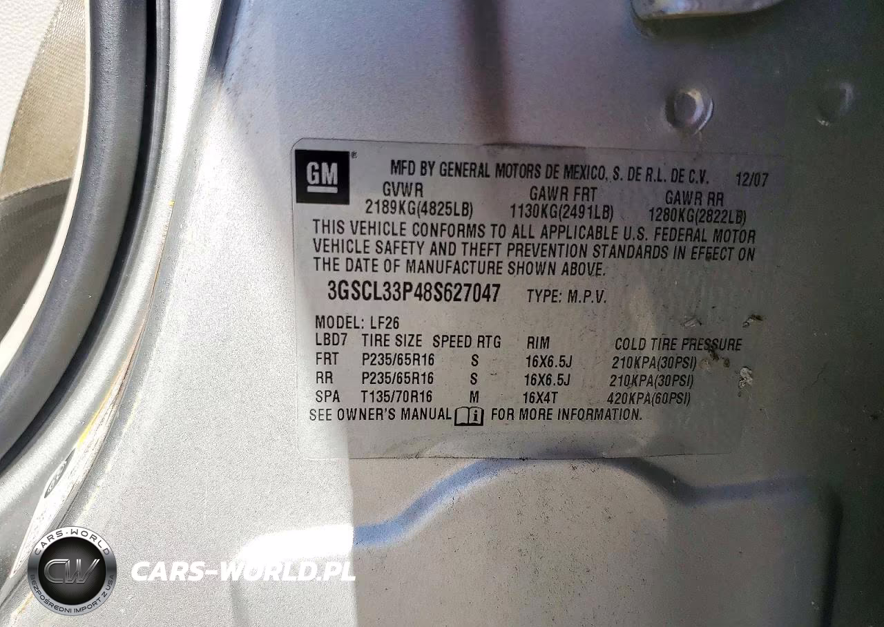 2008 Saturn Vue Xe VIN:3GSCL33P48S627047 - 13