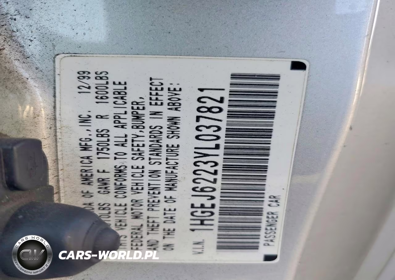 2000 Honda Civic Dx VIN:1HGEJ6223YL037821 - 13