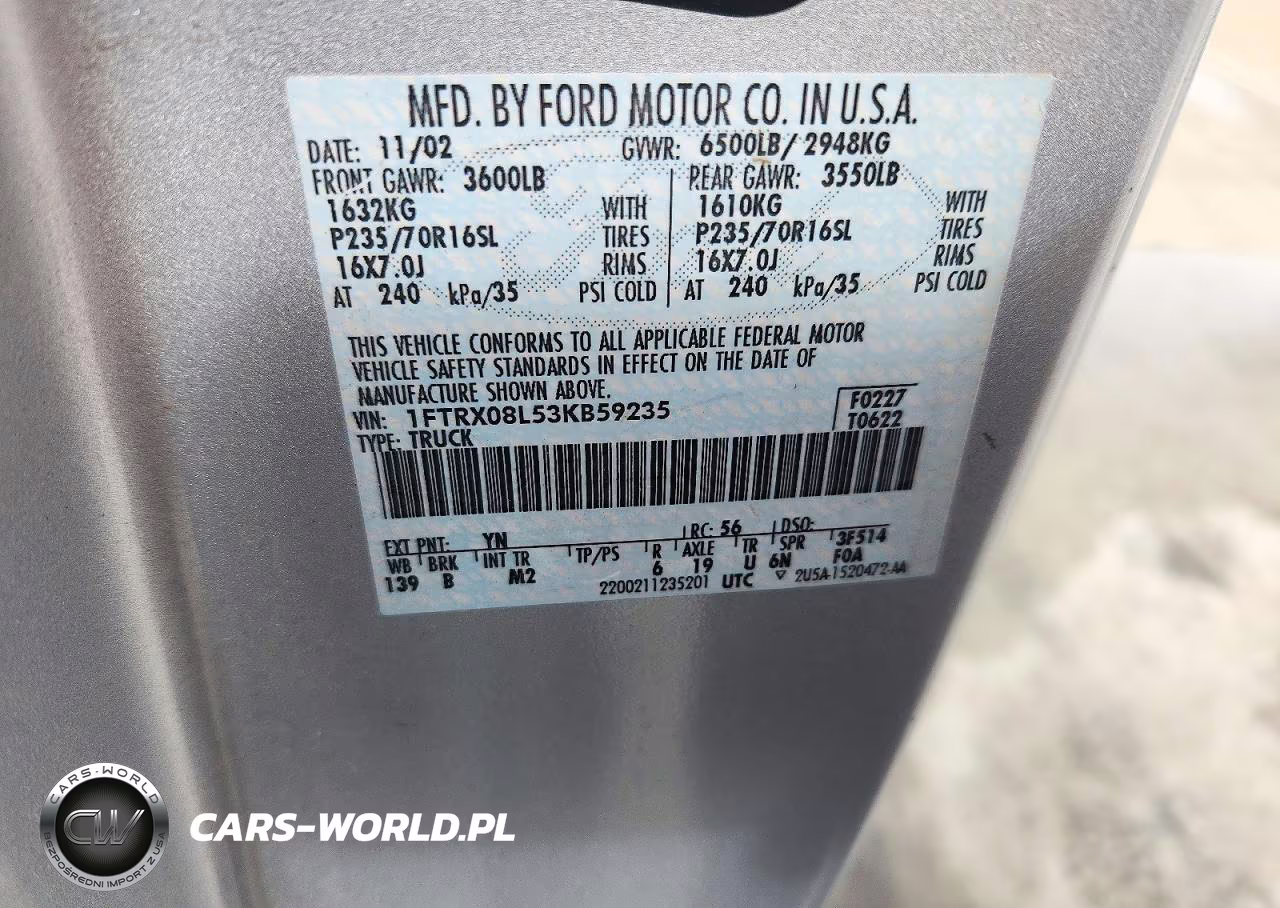 2003 Ford F150 VIN:1FTRX08L53KB59235 - 12