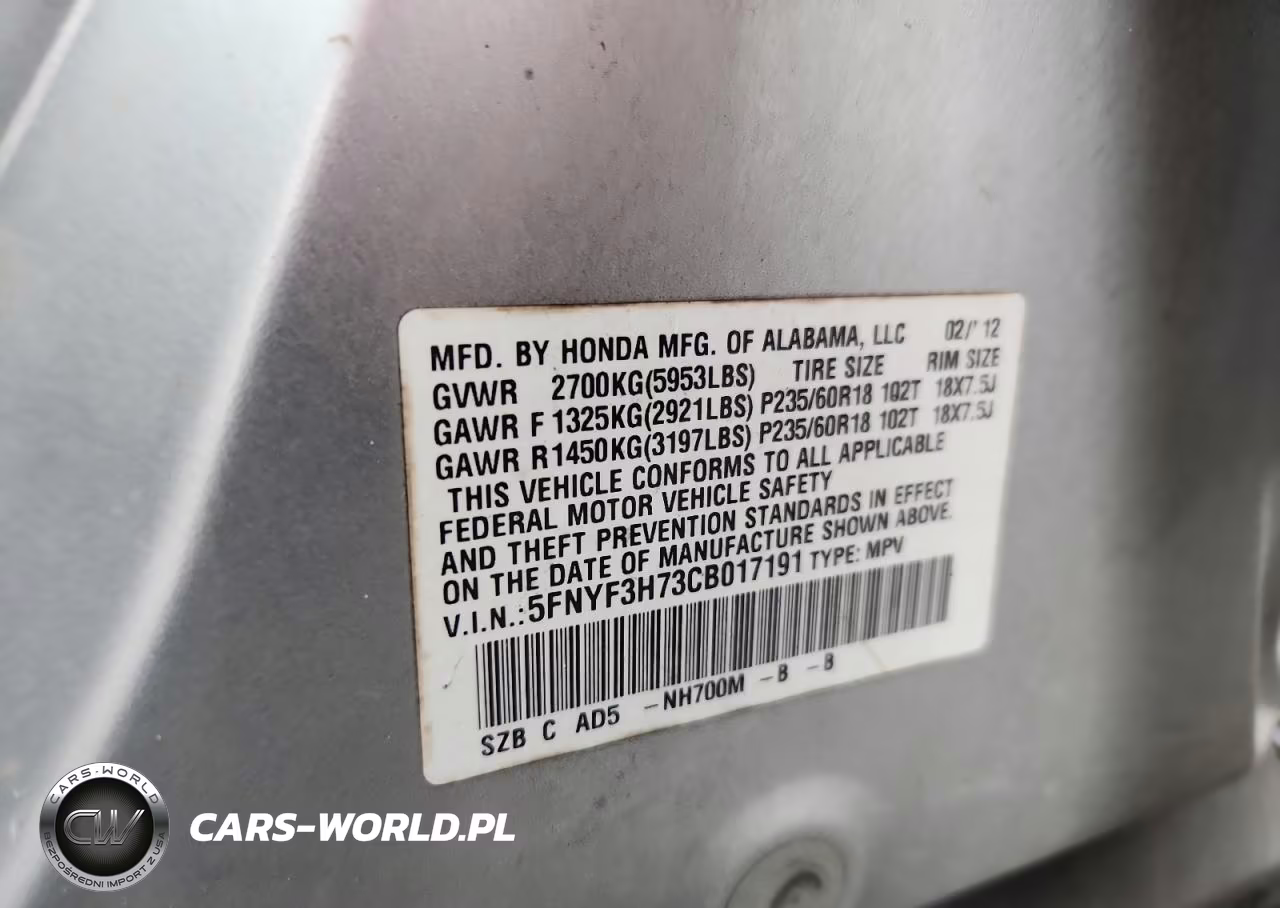 2012 Honda Pilot Exln VIN:5FNYF3H73CB017191 - 13