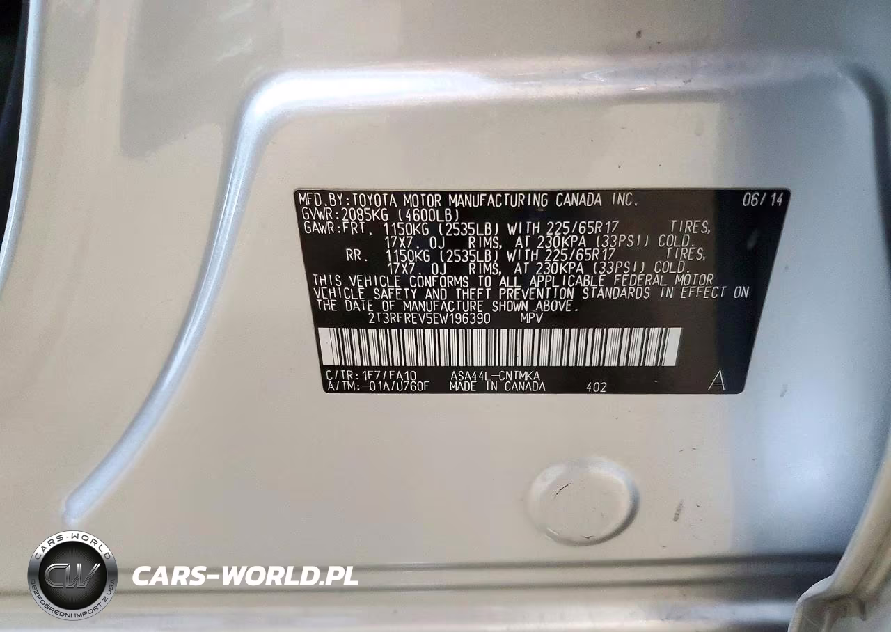 2014 Toyota Rav4 Xle VIN:2T3RFREV5EW196390 - 12