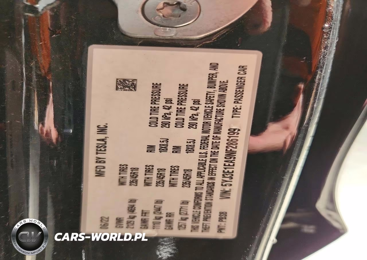 2022 Tesla Model 3 VIN:5YJ3E1EA9NF286199 - 12