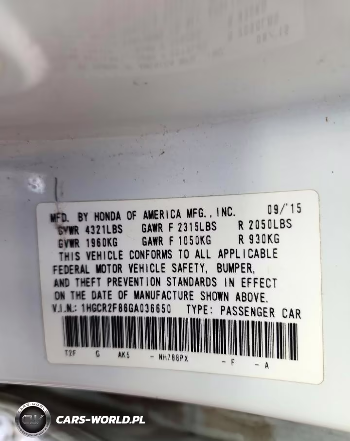 2016 Honda Accord Exl VIN:1HGCR2F86GA036650 - 12
