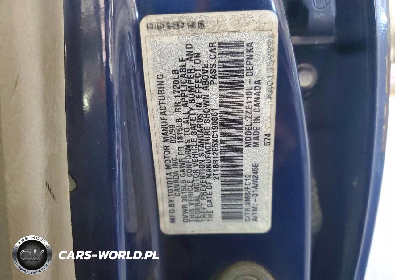 1999 Toyota Corolla Ve VIN:2T1BR12E5XC190861 - 13