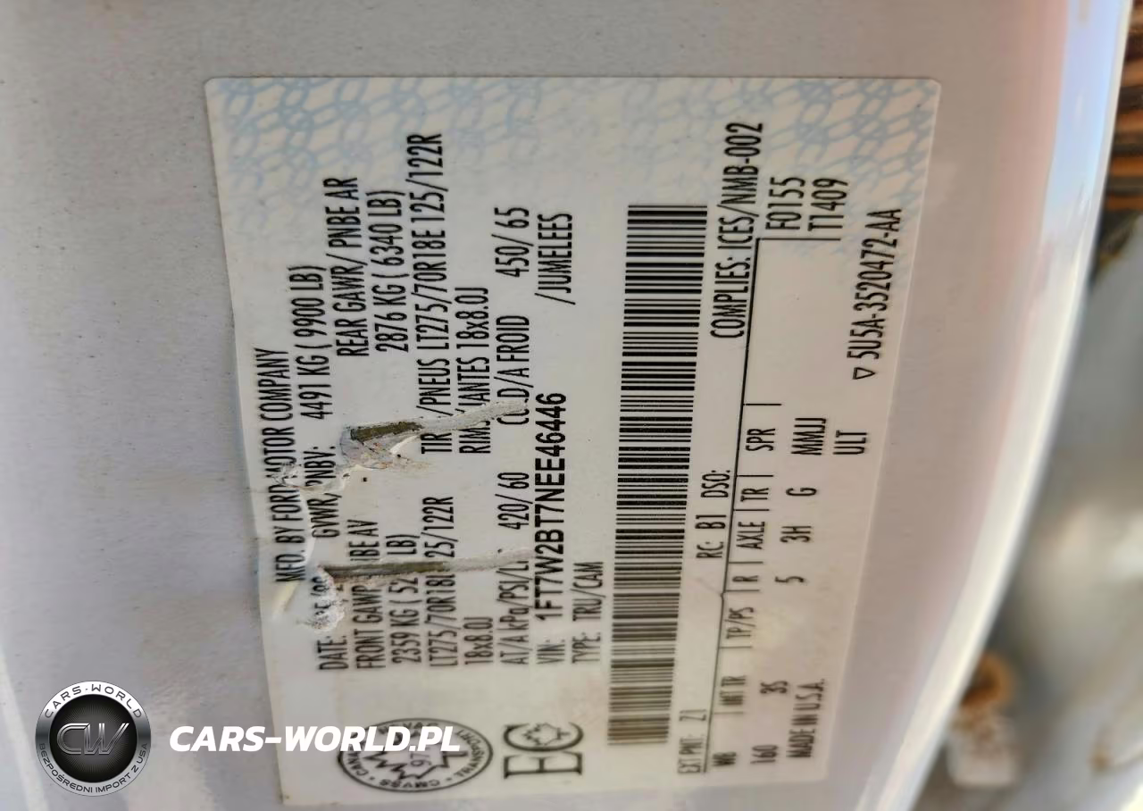 2022 Ford F250 Super Duty VIN:1FT7W2BT7NEE46446 - 11