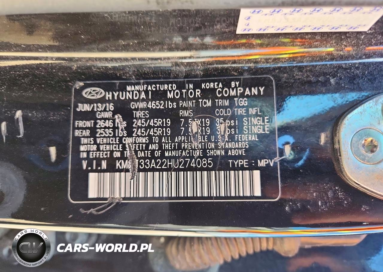 2017 Hyundai Tucson Sport VIN:KM8J33A22HU274085 - 13