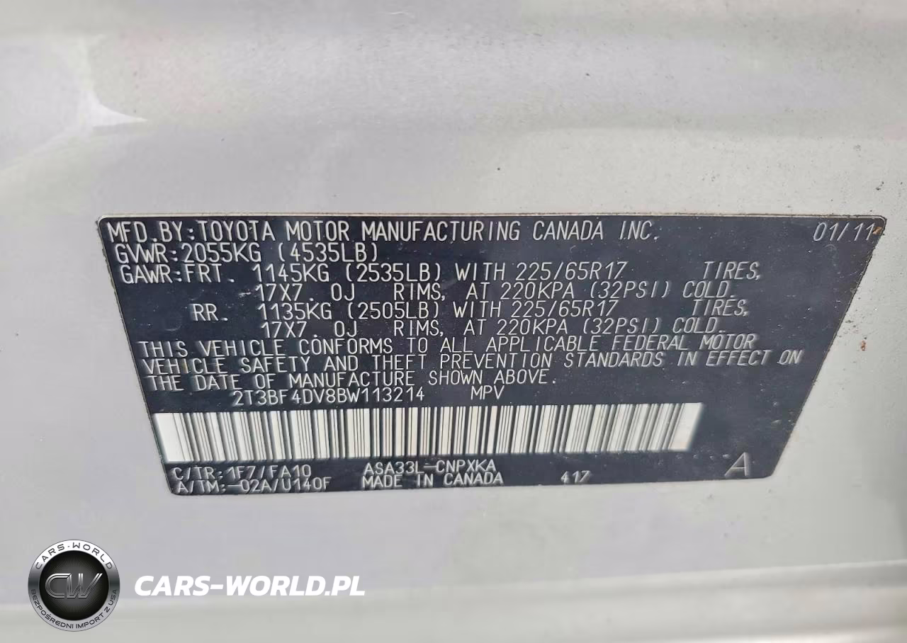 2011 Toyota Rav4 Base VIN:2T3BF4DV8BW113214 - 13