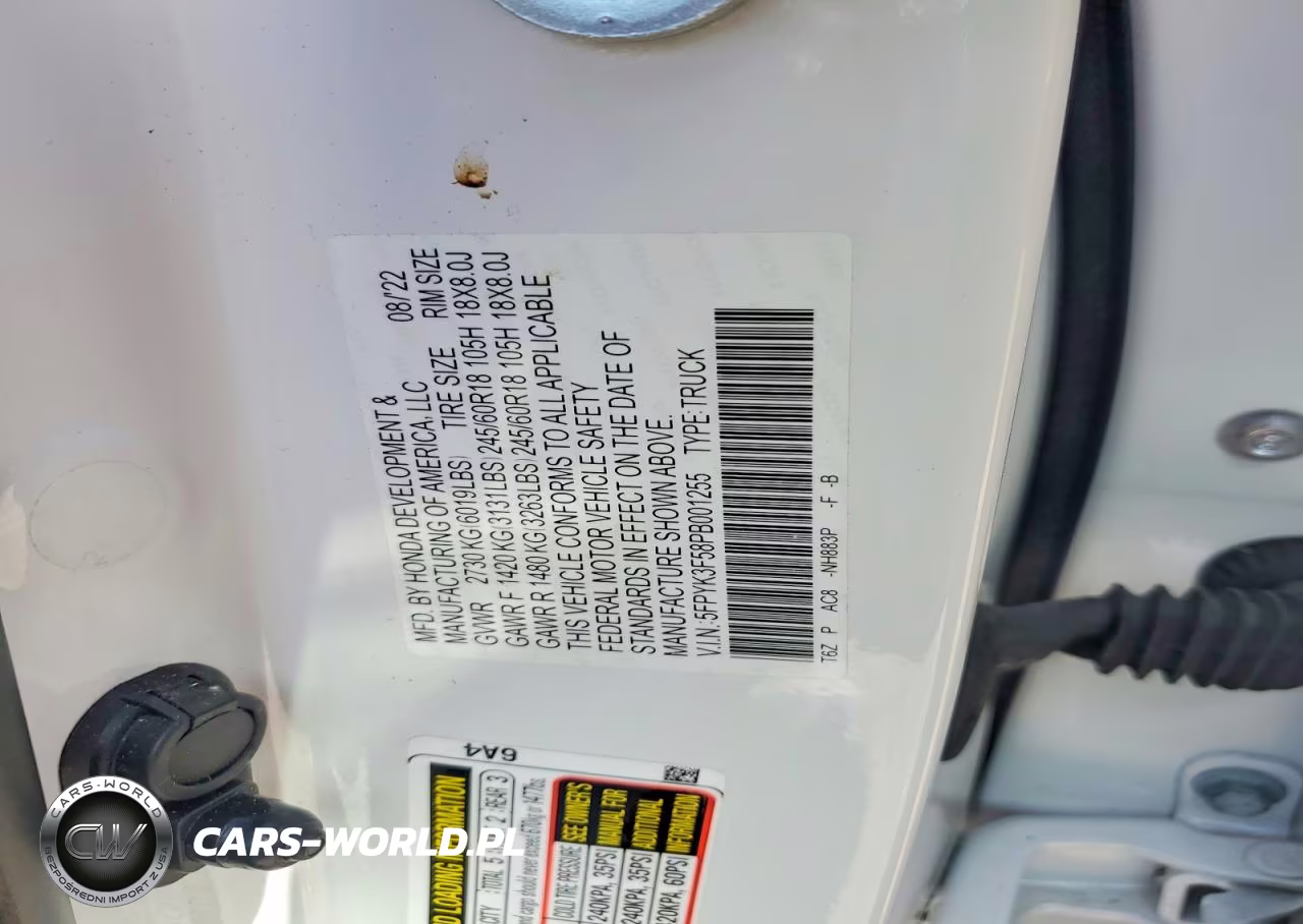 2023 Honda Ridgeline Rtl VIN:5FPYK3F58PB001255 - 12