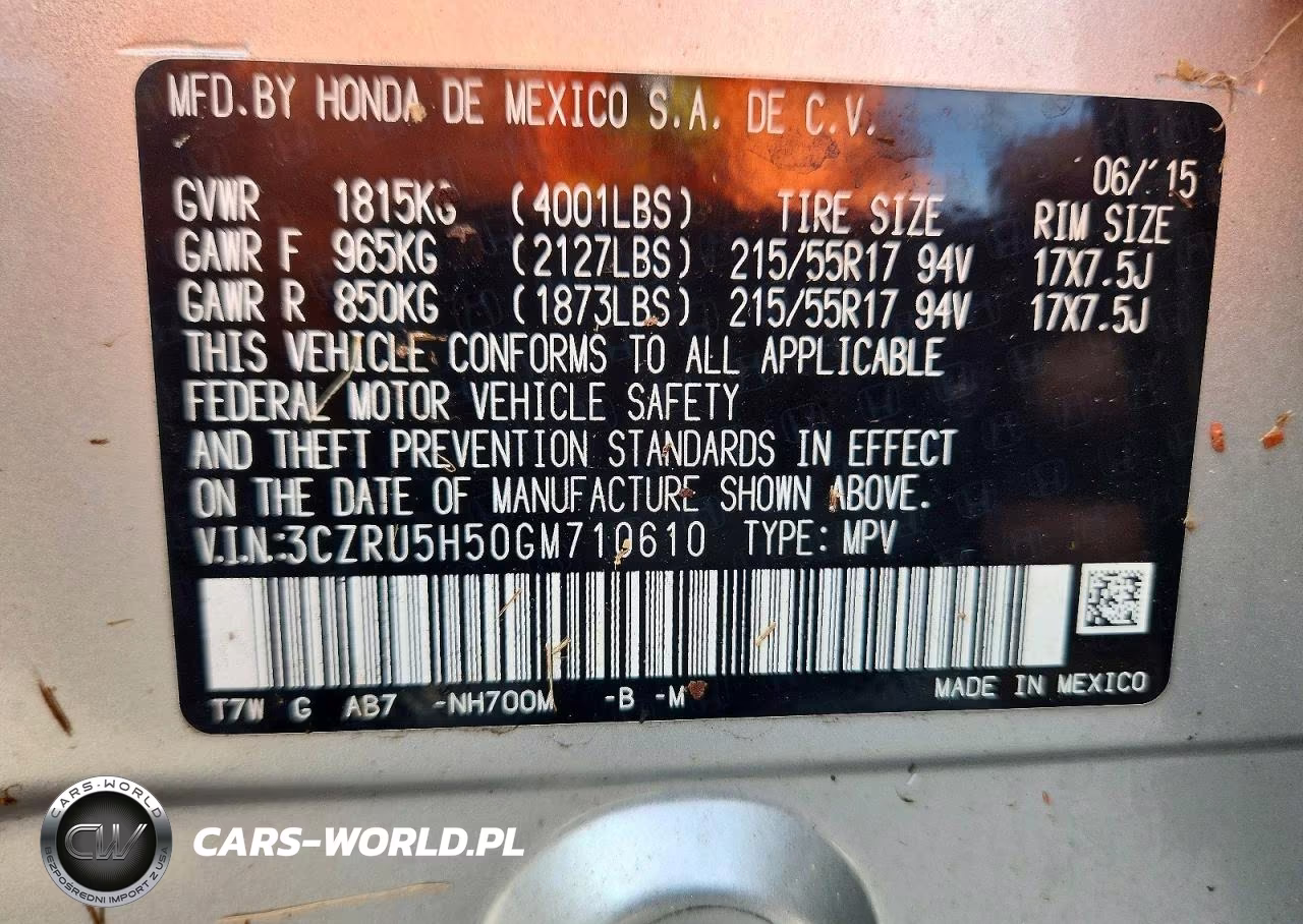 2016 Honda Hr-V Ex VIN:3CZRU5H50GM710610 - 12