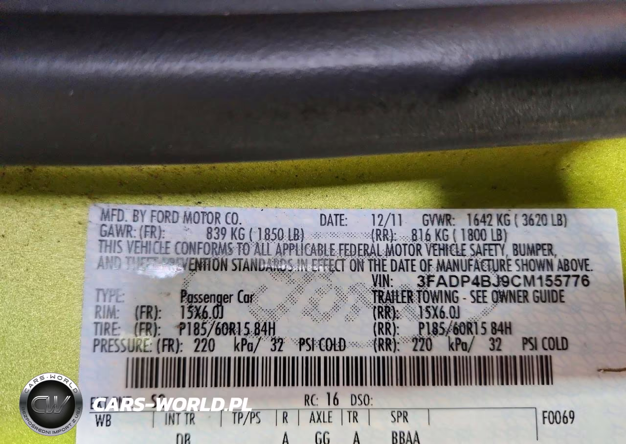 2012 Ford Fiesta Se VIN:3FADP4BJ9CM155776 - 12