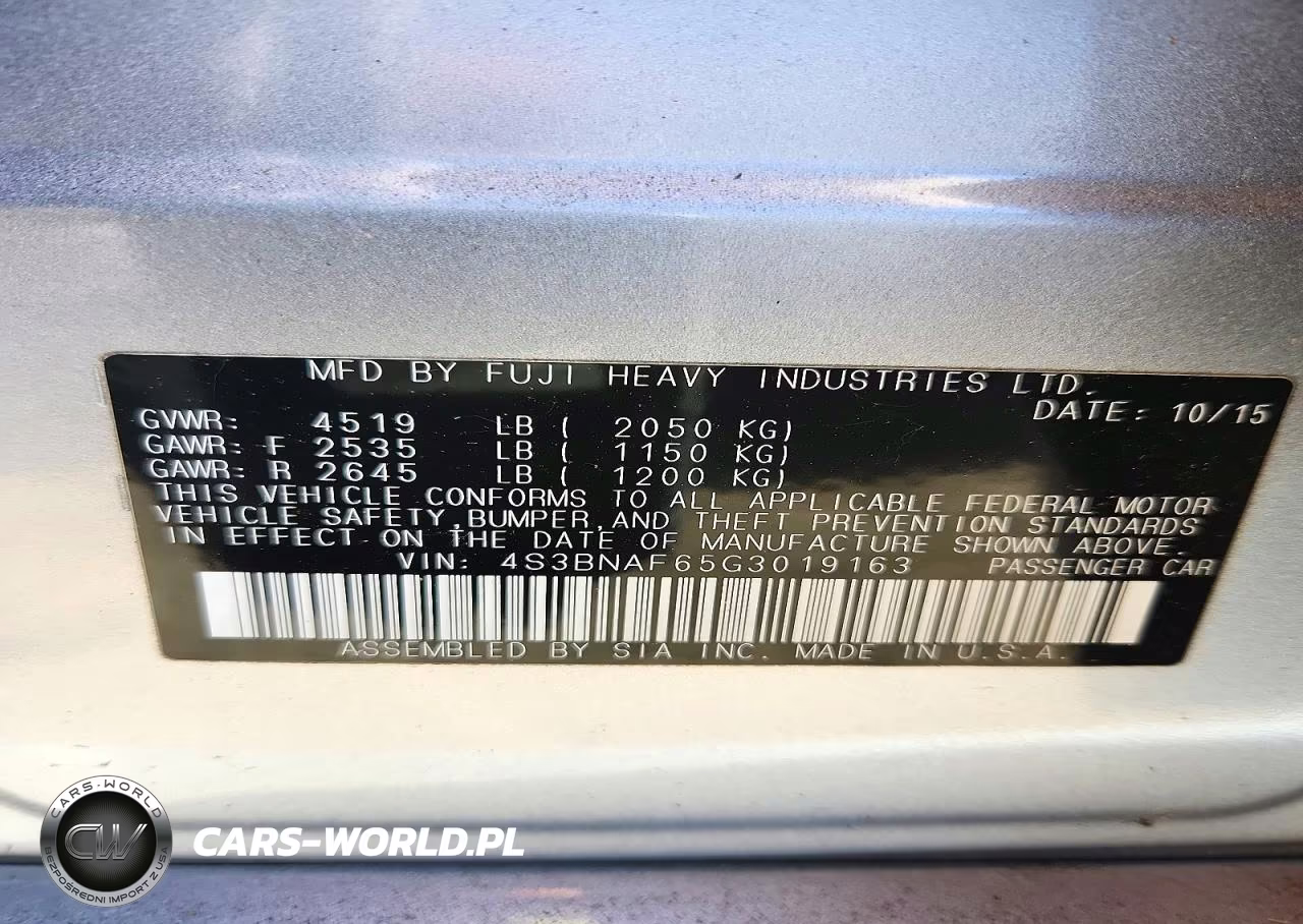 2016 Subaru Legacy 2.5I Premium VIN:4S3BNAF65G3019163 - 13