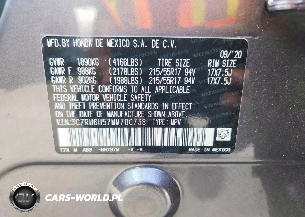 2021 Honda Hr-V Ex VIN:3CZRU6H57MM700738 - 14