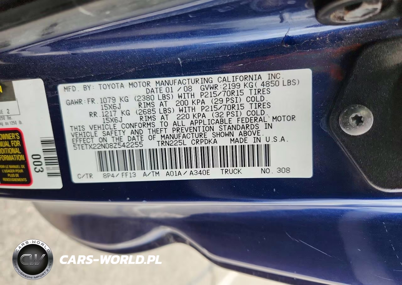 2008 Toyota Tacoma Base VIN:5TETX22N08Z542255 - 12