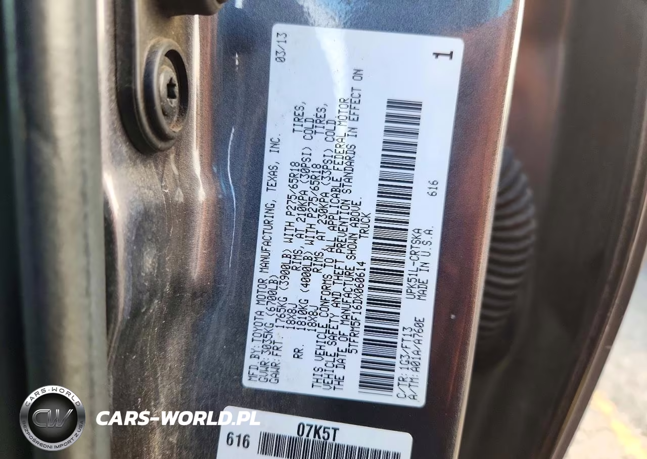 2013 Toyota Tundra Double Cab Sr5 VIN:5TFRM5F16DX060614 - 12