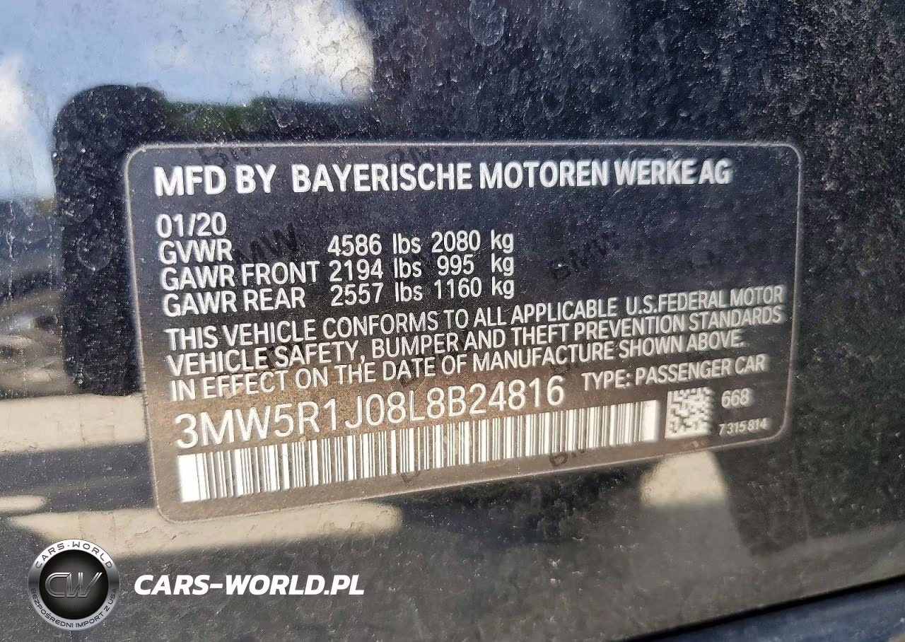 2020 BMW 330 I VIN:3MW5R1J08L8B24816 - 12