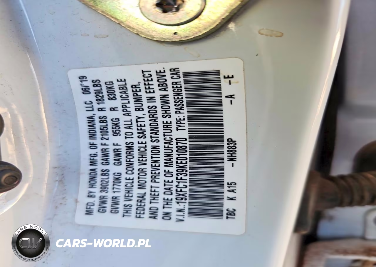 2019 Honda Civic Ex VIN:19XFC1F39KE010870 - 13