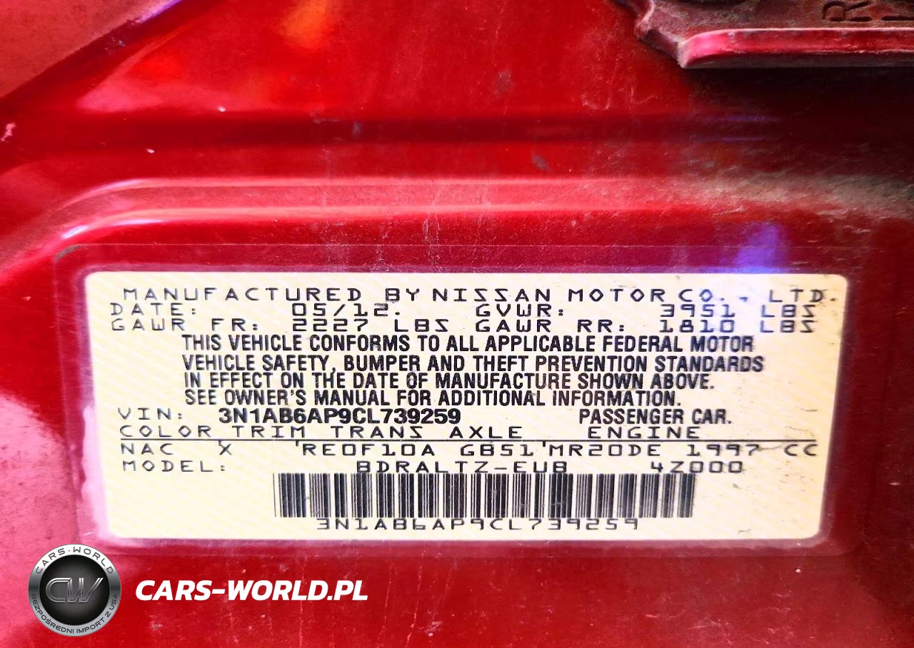 2012 Nissan Sentra 2.0 VIN:3N1AB6AP9CL739259 - 12